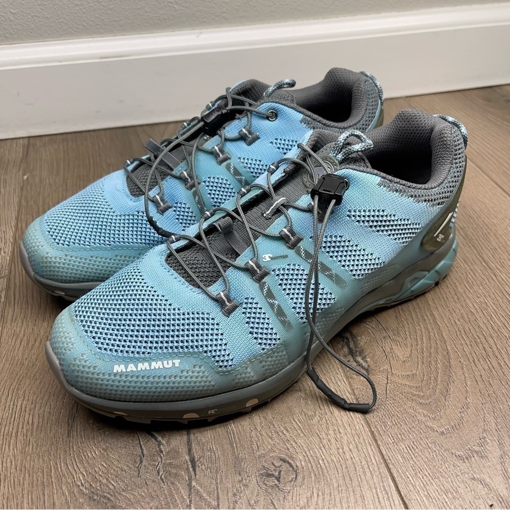 Mammut T Aegility Low Hiking Sneakers Blue Gray Elastic Drawcord Size 7.5 Women